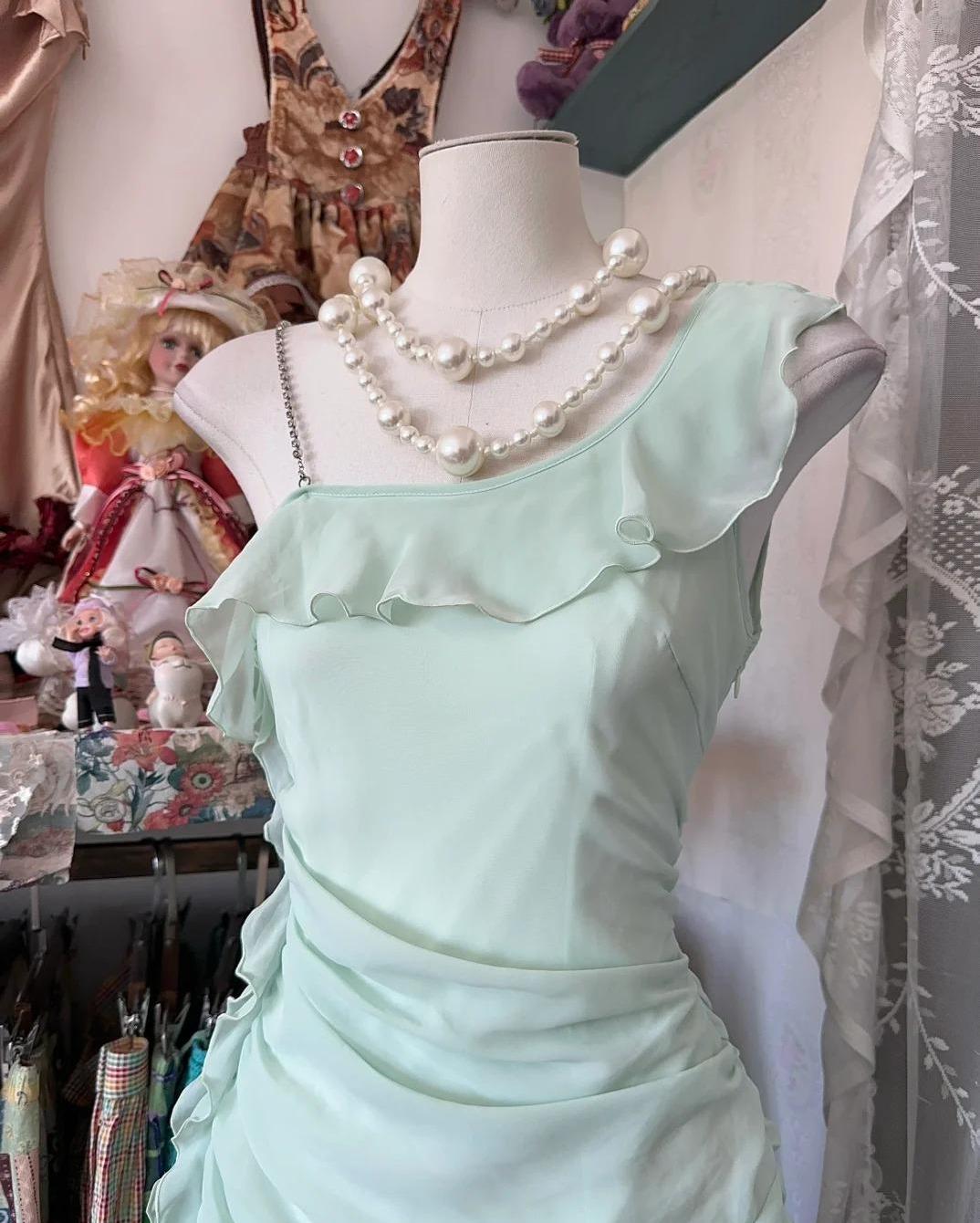 Asymmetrical Neck Sheath Chiffon Ruffled Short Style Homecoming Dresses Sweet Party Dresses