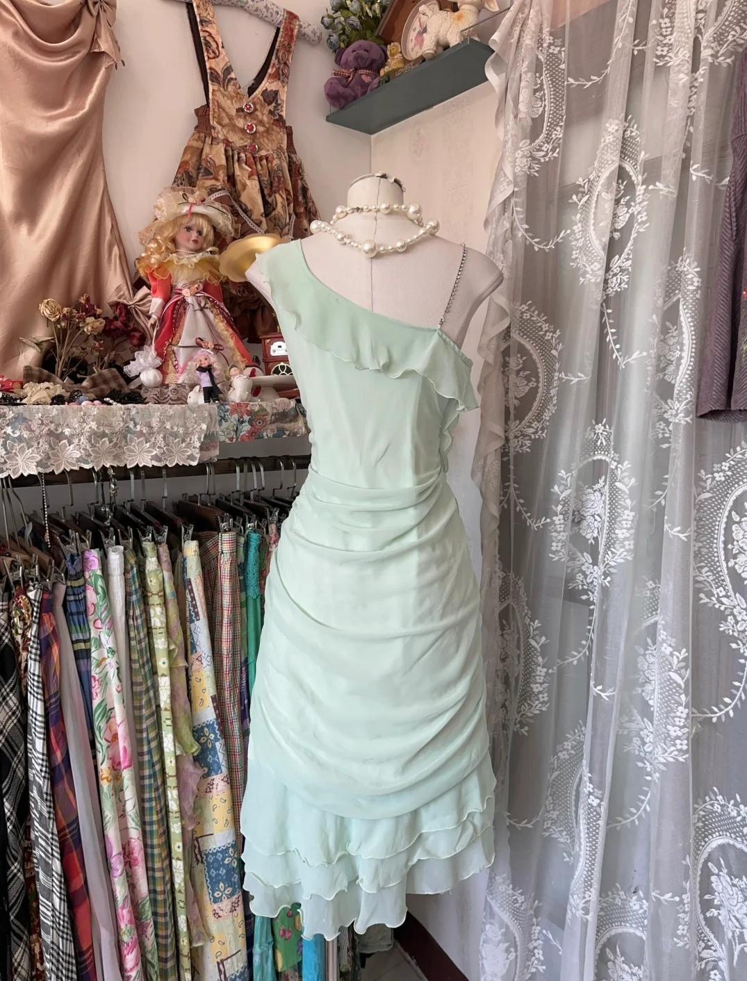 Asymmetrical Neck Sheath Chiffon Ruffled Short Style Homecoming Dresses Sweet Party Dresses