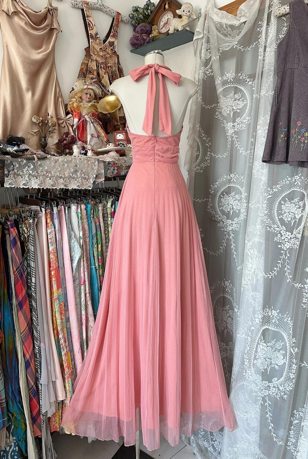 Sweet V-neck Pink A-Line Party Dresses Backless Cocktail Party Dress