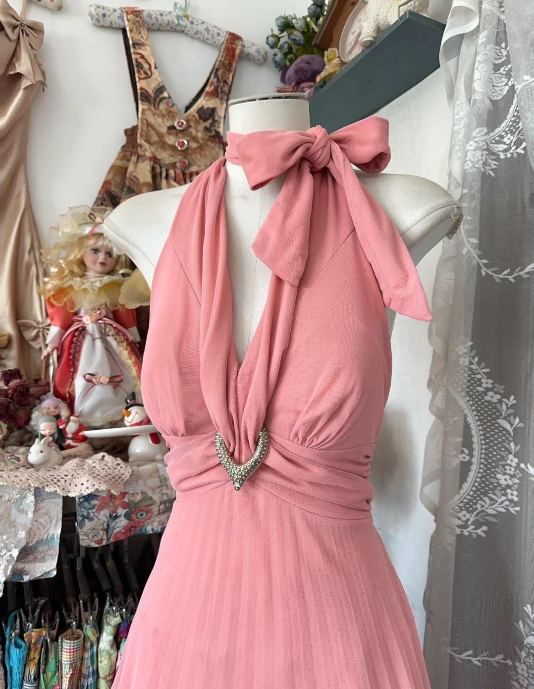 Sweet V-neck Pink A-Line Party Dresses Backless Cocktail Party Dress