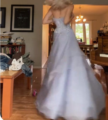Lovely Lilac Strapless Tulle A-Line Long Prom Dresses Unique Wedding Dresses