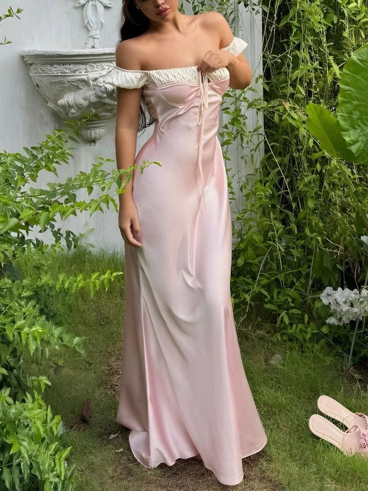 Elegant Off Shoulder Sheath Satin Evening Dresses Gorgeous Party Dresses