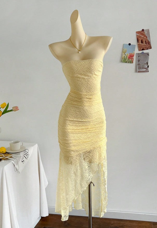 Gorgeous Royal Blue Lace Bodycon Short Party Dress Strapless Backless Evening Dress