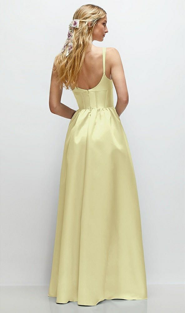 Fashion Dress Butter Yellow A-Line Spaghetti Straps Satin Scoop Neck Backless Party Dress