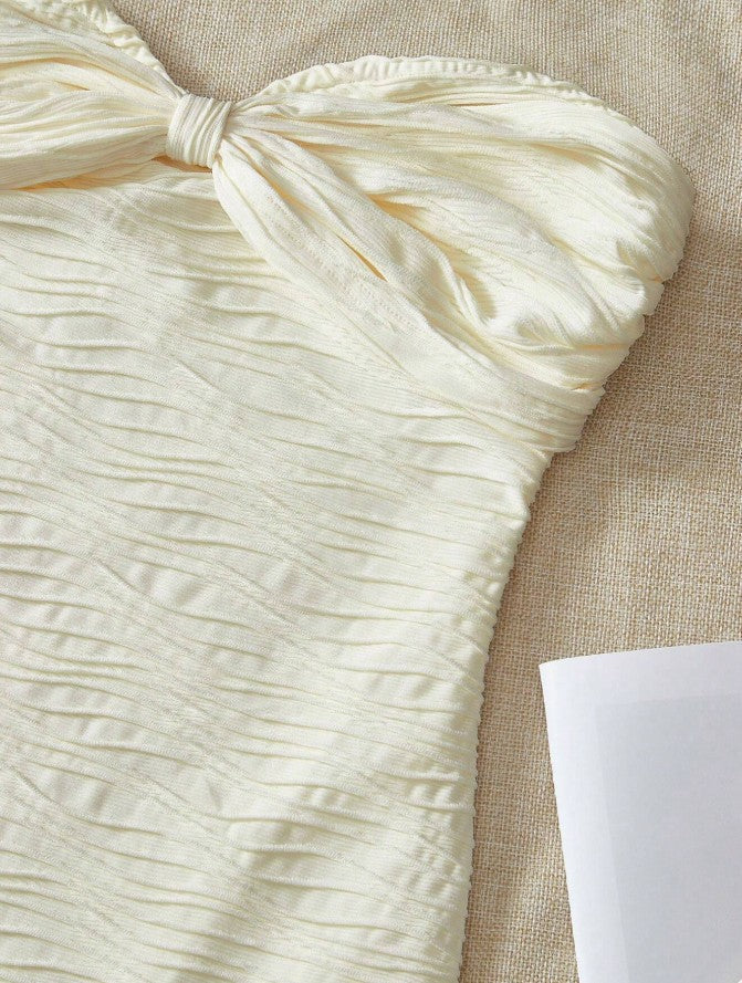 Fashion Sexy Strapless Chiffon Bodycon Party Dress with Slits