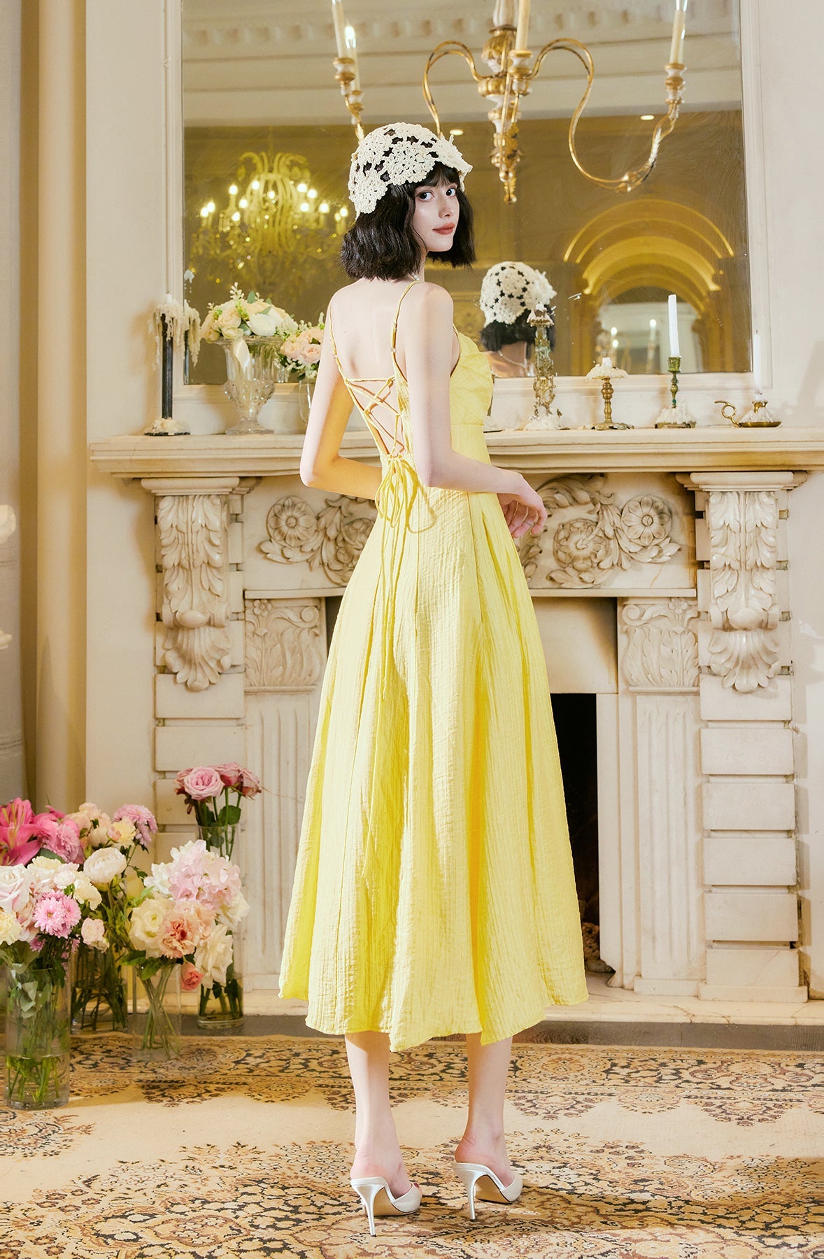 Sweet Butter Yellow Spaghetti Strap A-Line Birthday Dress Elegant Backless Party Dress