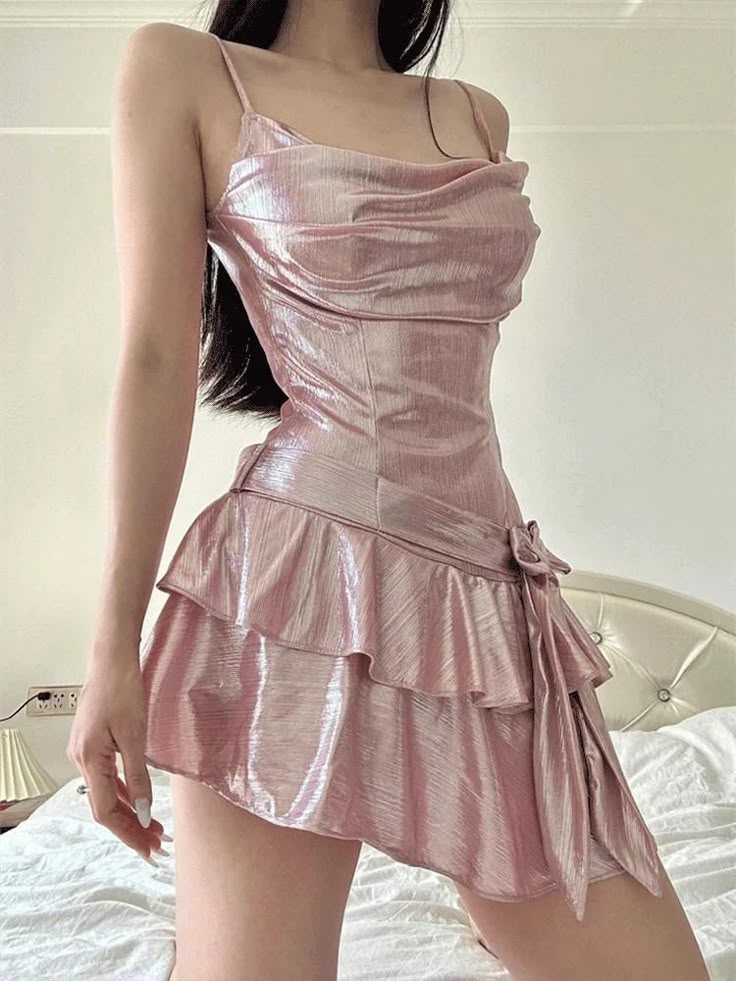 Cute Dusty Pink Chiffon Satin A-Line Spaghetti Straps Short Party Dress Homecoming Dress