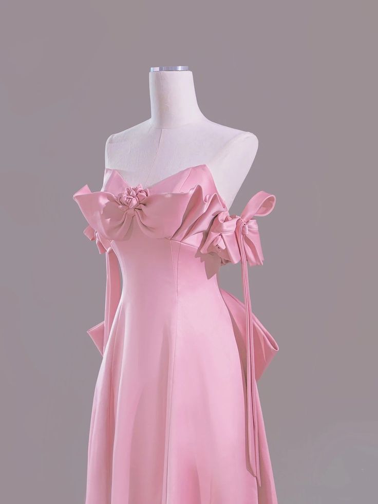 Beautiful Pink A-Line Off Shoulder Satin Train Wedding Dress Formal Evening Gowns