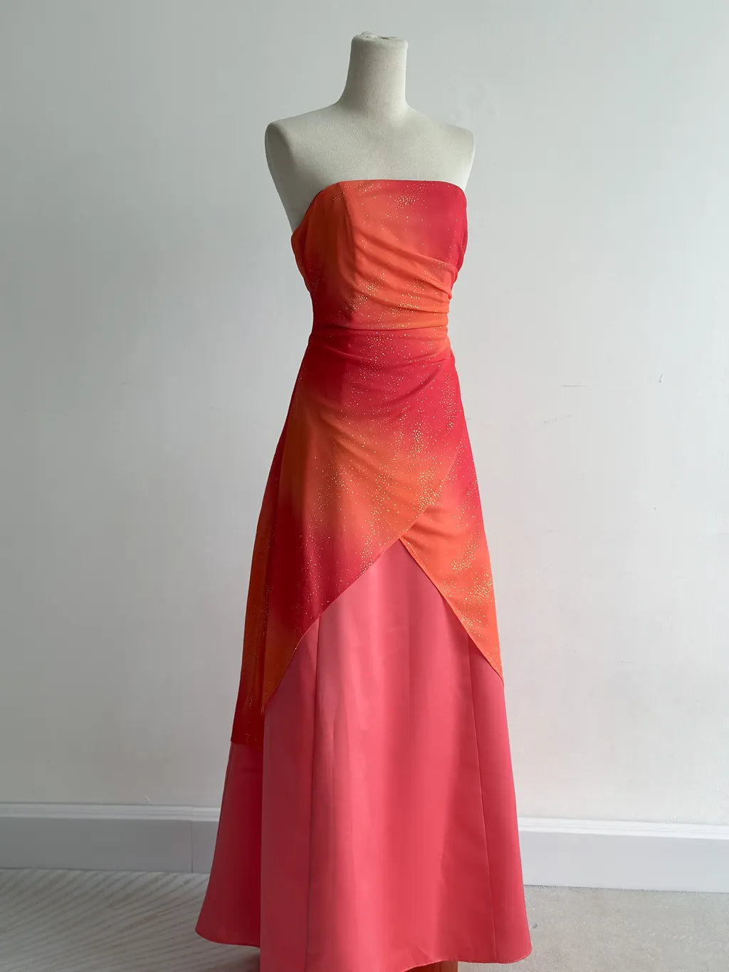 Gorgeous Orange Strapless A-Line Chiffon Satin Ball Dress Formal Evening Gowns