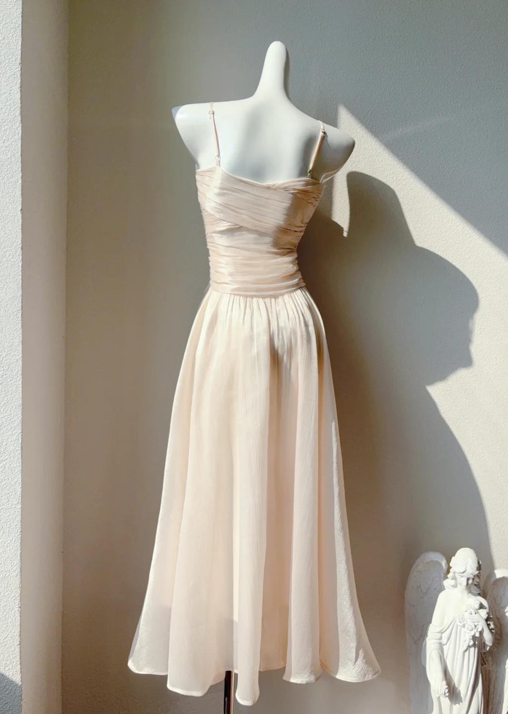 Sweet Light Pink Spaghetti Straps Party Dress A-Line Chiffon Sequin Long Prom Dresses