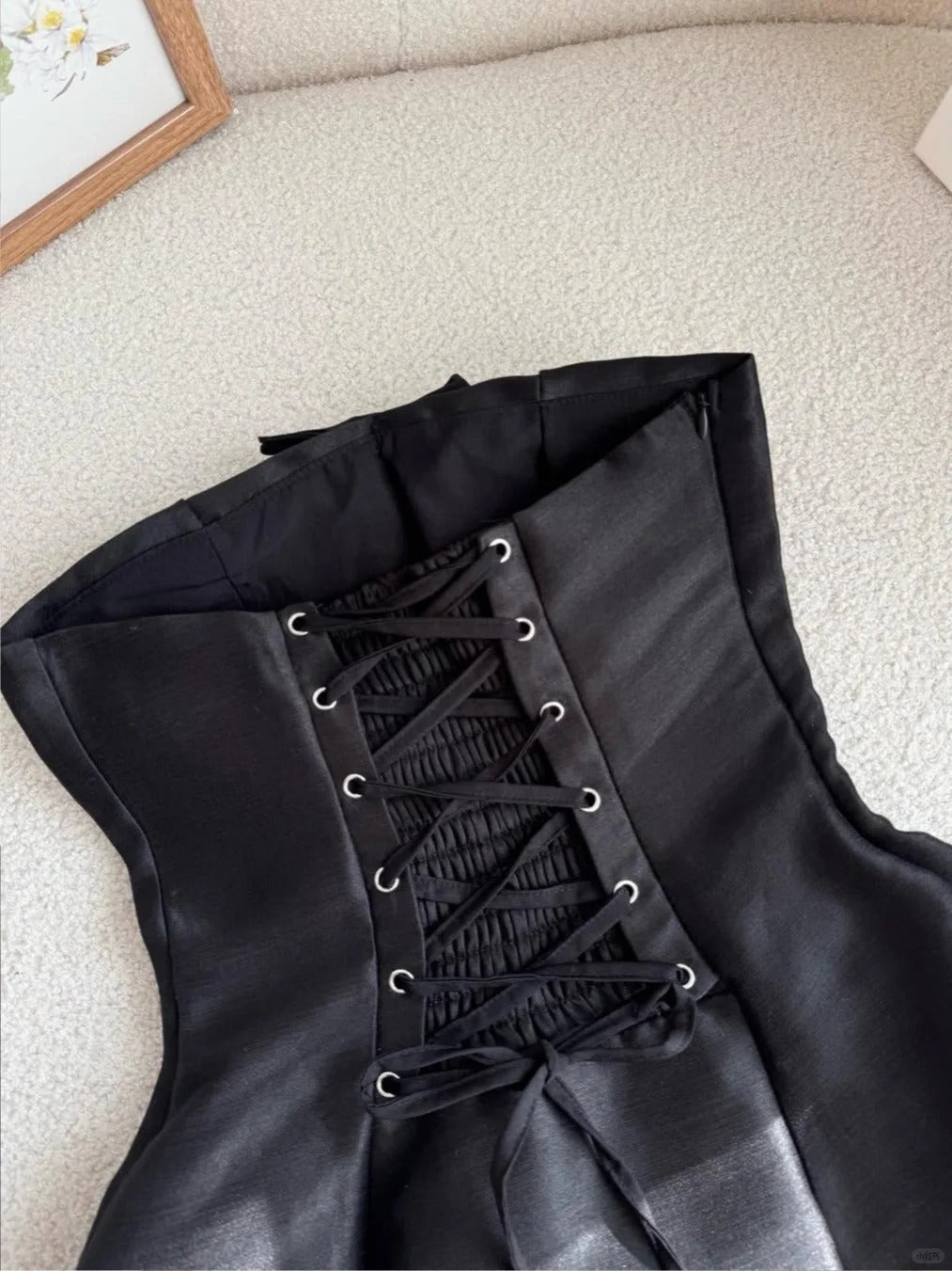 Fashion Black Strapless A-Line Satin Short Prom Dress Homecoming Dress