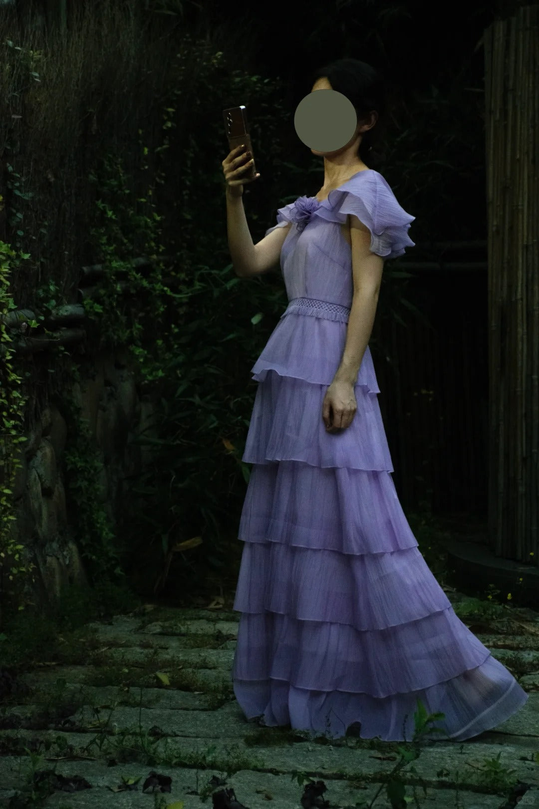 Gentle Purple Scoop Neck Chiffon A-Line Long Prom Dresses Vintage Formal Evening Gowns
