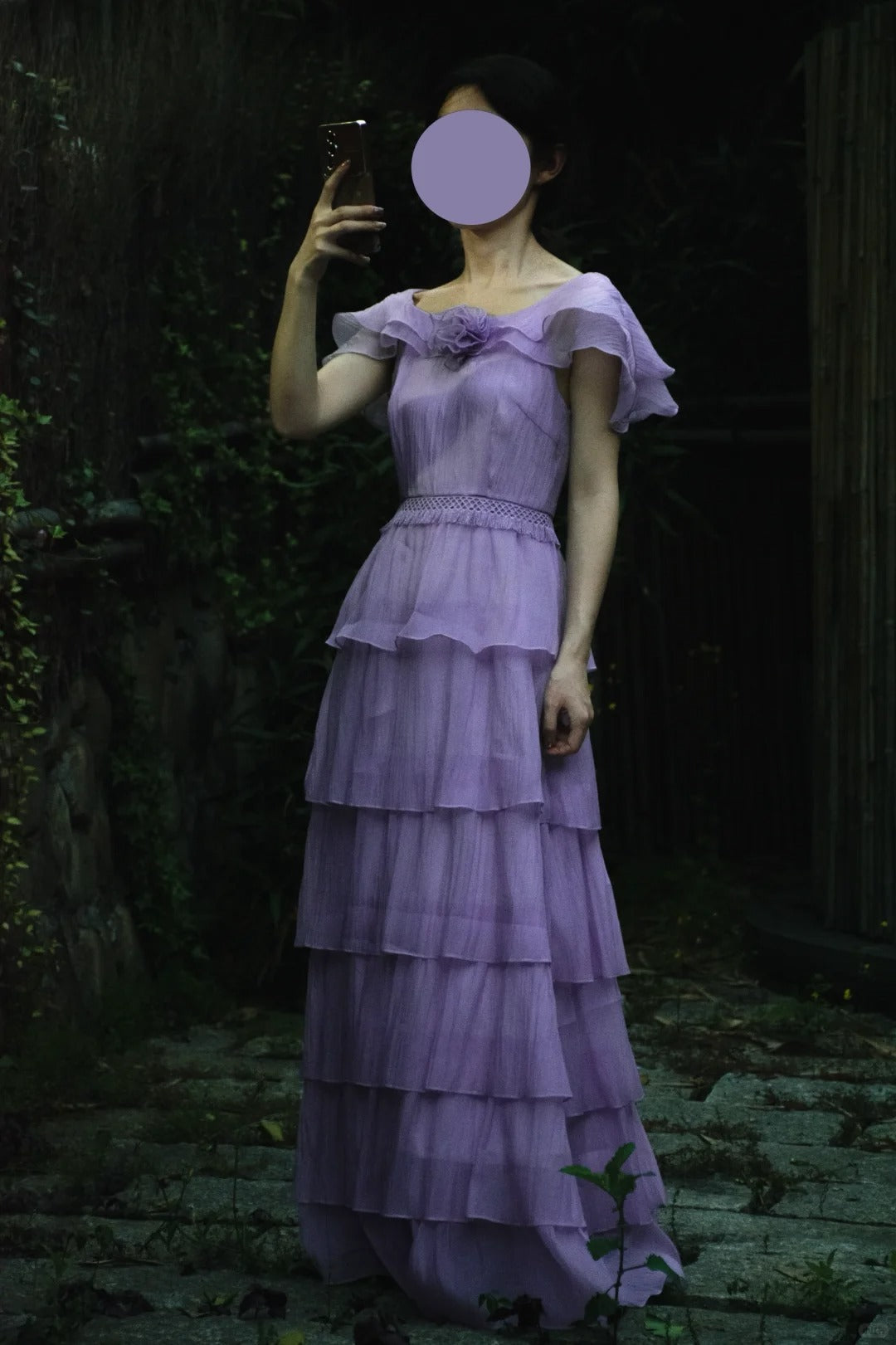 Gentle Purple Scoop Neck Chiffon A-Line Long Prom Dresses Vintage Formal Evening Gowns