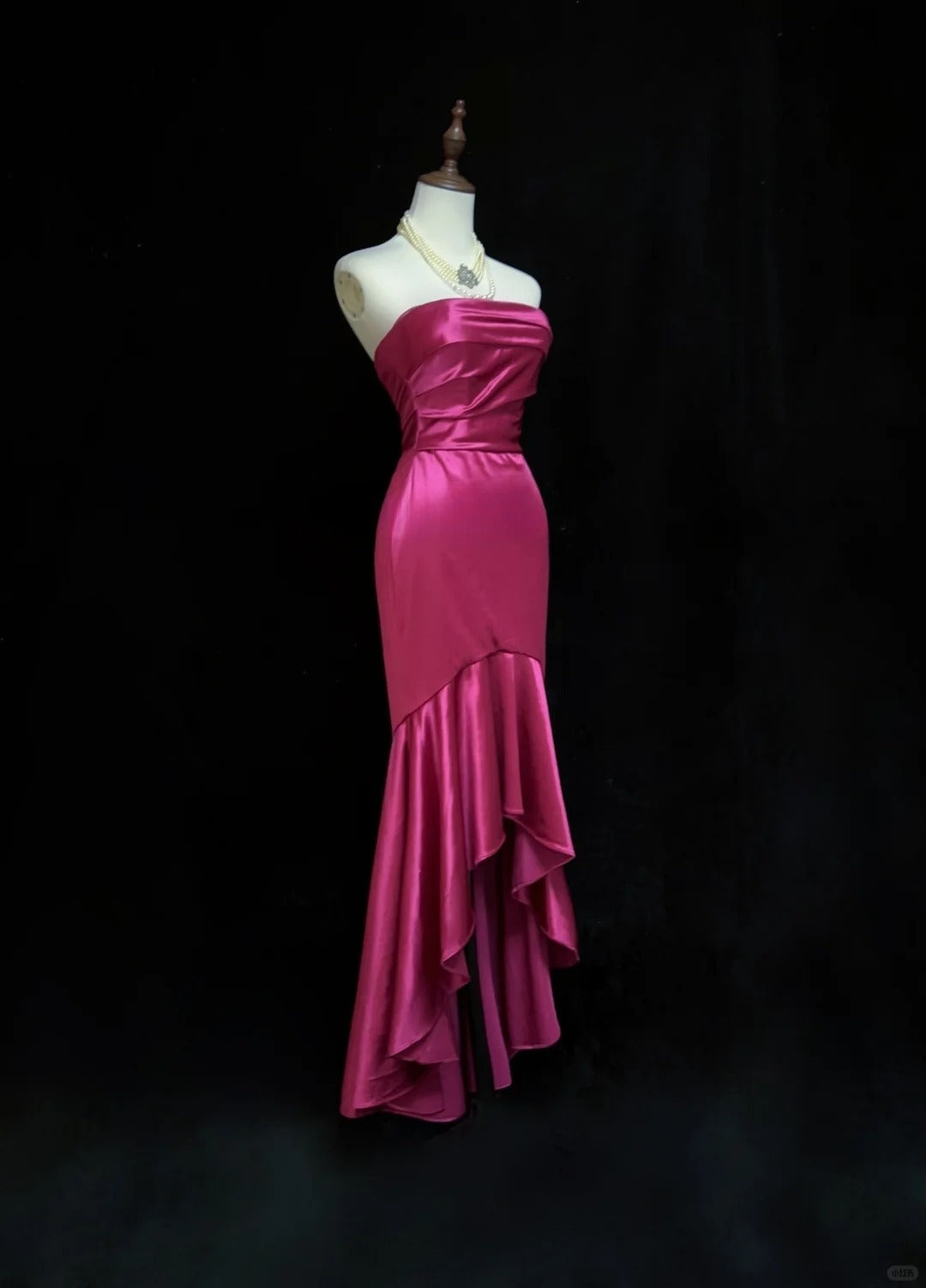 Gorgeous Fuchsia Strapless Mermaid Satin Long Prom Dresses Formal Evening Gowns