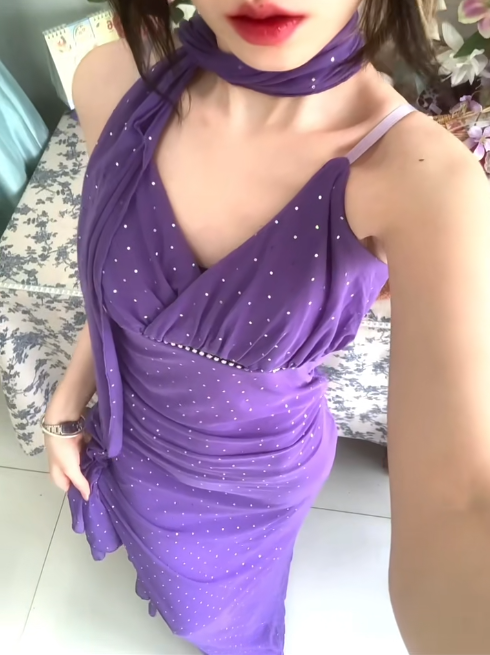 Vintage Purple Spaghetti Straps Sheath Chiffon Ruffle Party Dress Formal Evening Gowns