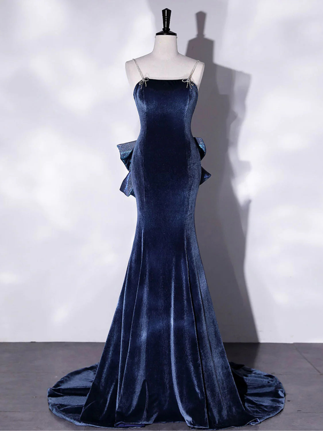 Unique Mermaid Velvet Long Prom Dresses Velvet Formal Evening Dresses