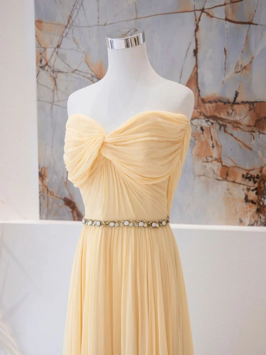 A-line Sweetheart Neck Chiffon Long Prom Dress Chiffon Formal Evening Dress