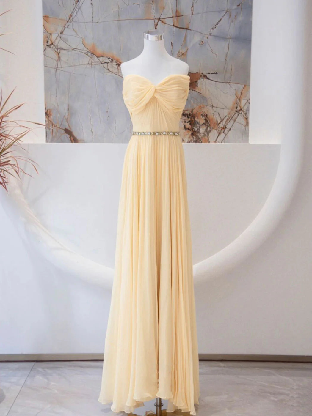 A-line Sweetheart Neck Chiffon Long Prom Dress Chiffon Formal Evening Dress