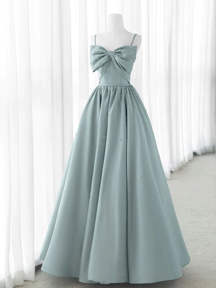 A-Line Satin Gray Long Prom Dresses Gray Long Formal Dresses