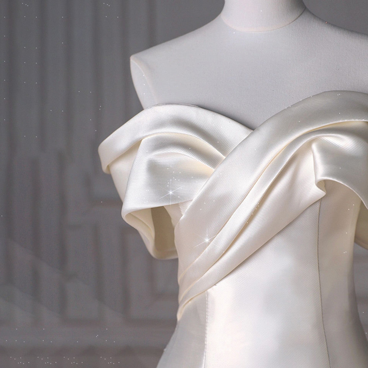 A-Line Off Shoulder Satin ivory Long Prom Dress Satin Long Formal Dress