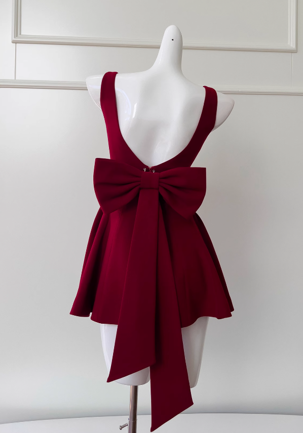 Burgundy A-line Spaghetti Strap Short Prom Dress Homecoming Dress