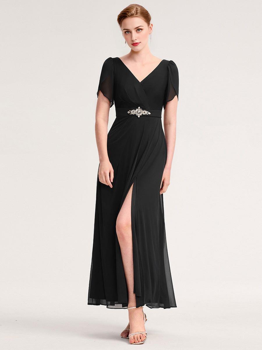 Chiffon A-Line Ruffle Sleeve Evening Dress