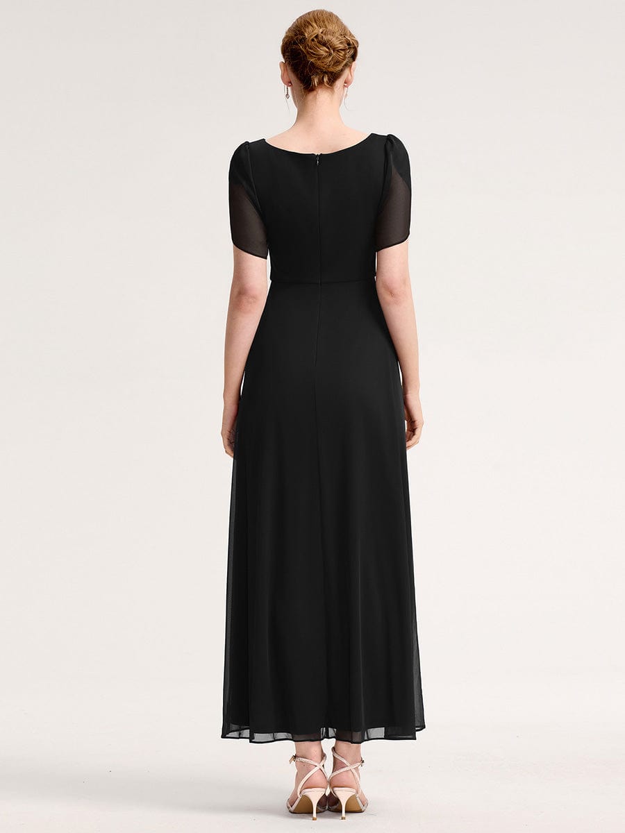 Chiffon A-Line Ruffle Sleeve Evening Dress