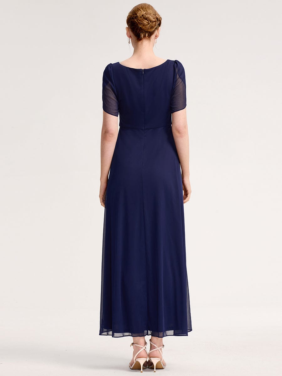 Chiffon A-Line Ruffle Sleeve Evening Dress