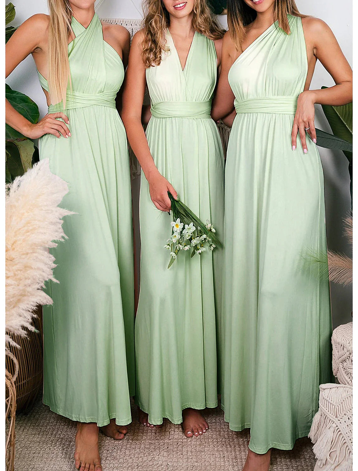 Mermaid / Trumpet Bridesmaid Dress V Neck Long Sleeve Elegant Court Train Chiffon with Ruching / Solid Color