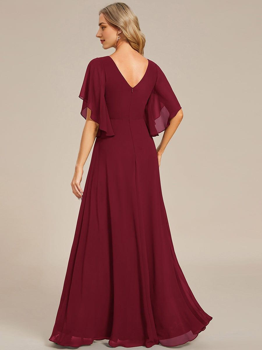 Half Sleeves Top Applique Decoration Chiffon Mother of the Bride Dress