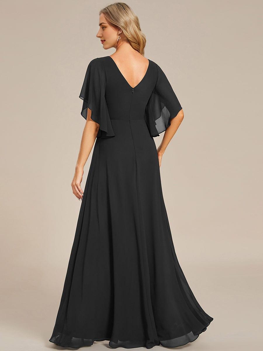 Half Sleeves Top Applique Decoration Chiffon Mother of the Bride Dress