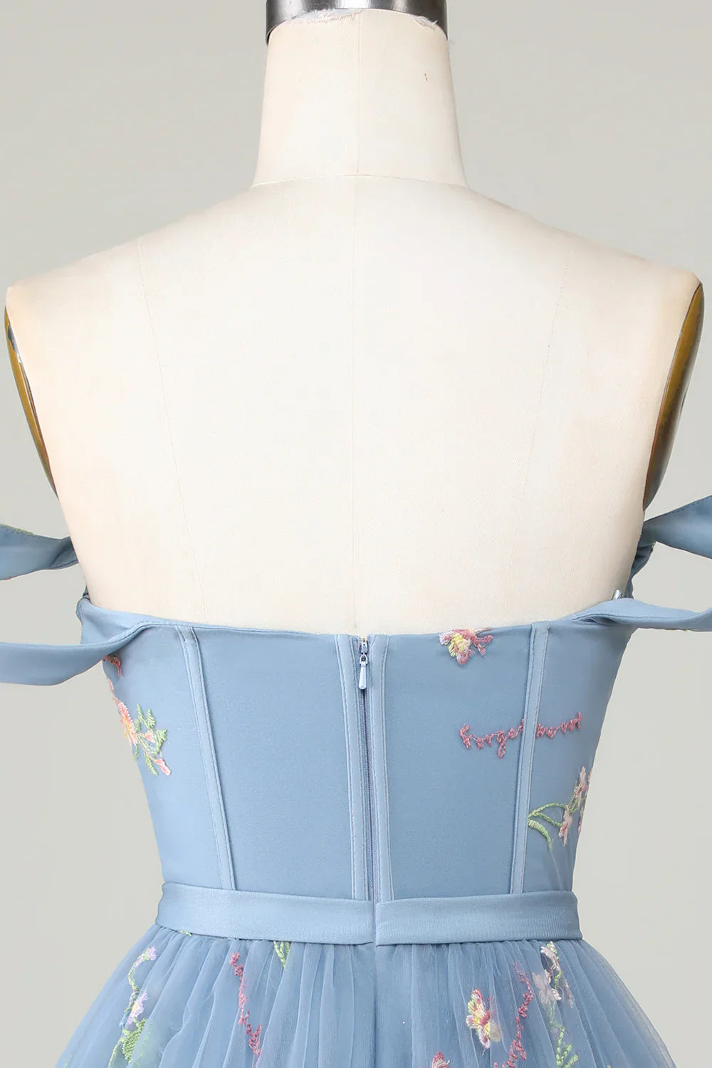 DingJiDress Cute A Line Sweetheart Grey Blue Short Homecoming Dress with Embroidery