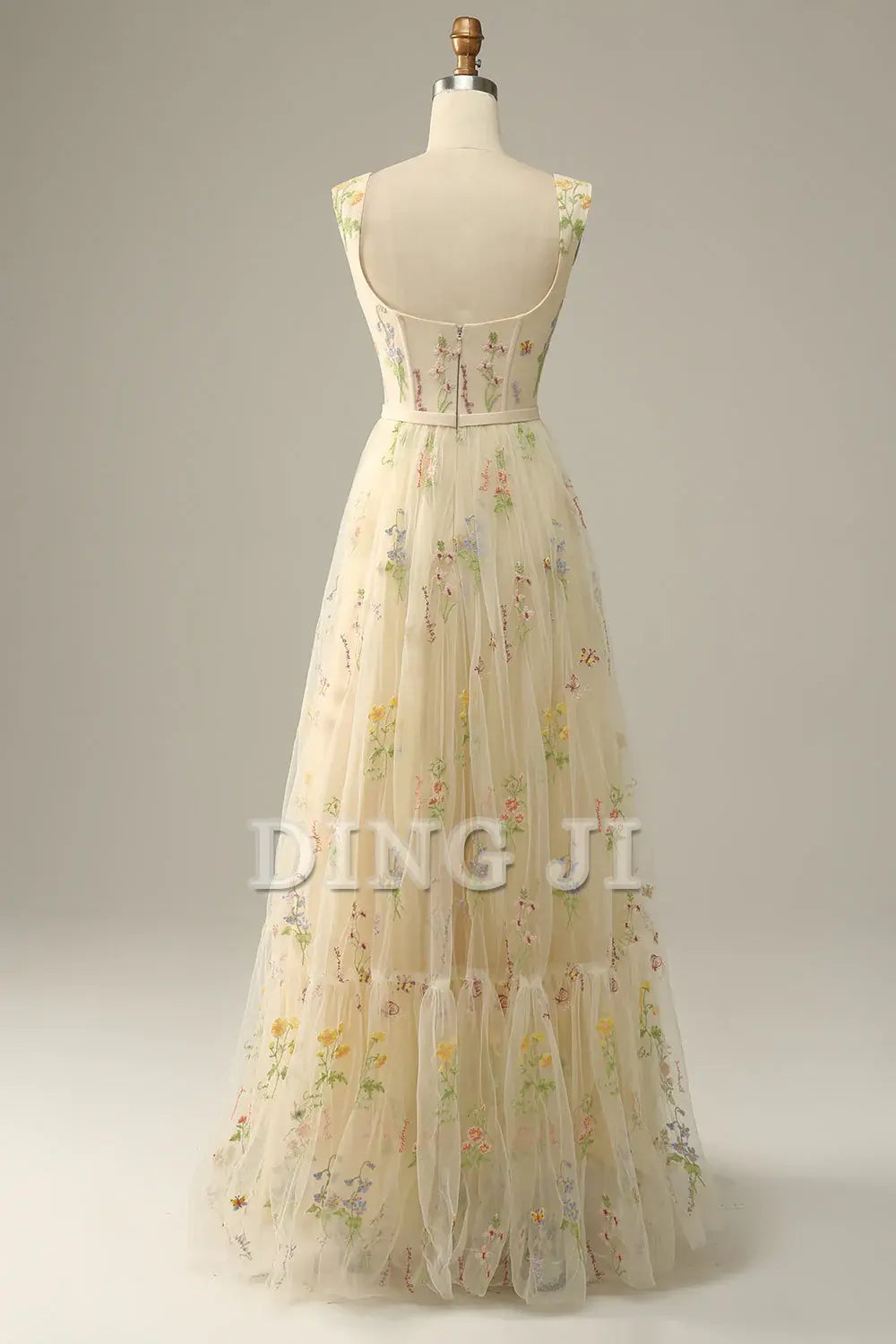 DingJiDress Prom Dress A-Line Square Neck Lace Embroidered Luxury Formal Women's Dresses Wedding Guests Dresses