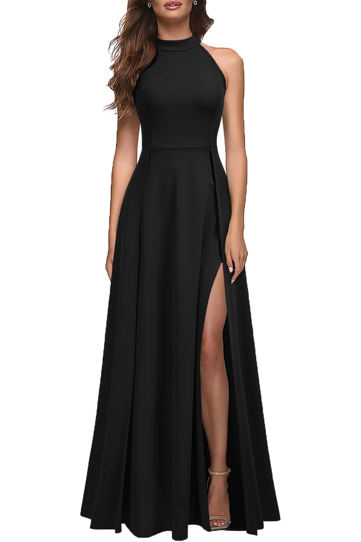 DingJiDress Prom Dresses Women's Halter Neck Sexy Split Cocktail Party Maxi Long Formal Wear Dresses Wedding Guest Dresses