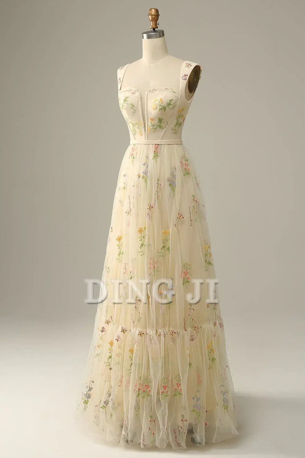 DingJiDress Prom Dress A-Line Square Neck Lace Embroidered Luxury Formal Women's Dresses Wedding Guests Dresses