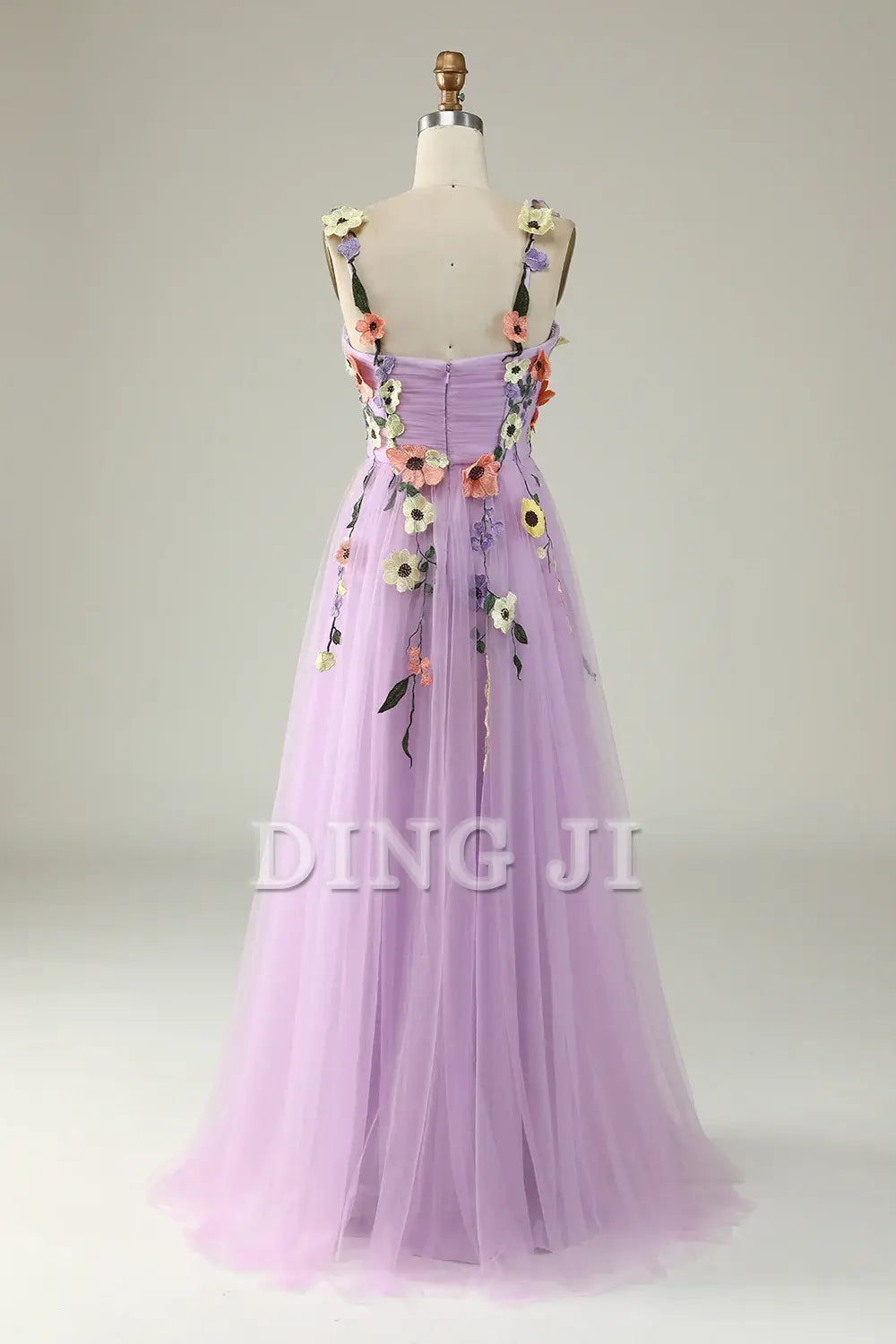 DingJiDress Prom Dress A Line Spaghetti Straps Tulle With 3D Flowers Backless Sweet Formal Women's Dresses Wedding Guests Dresses