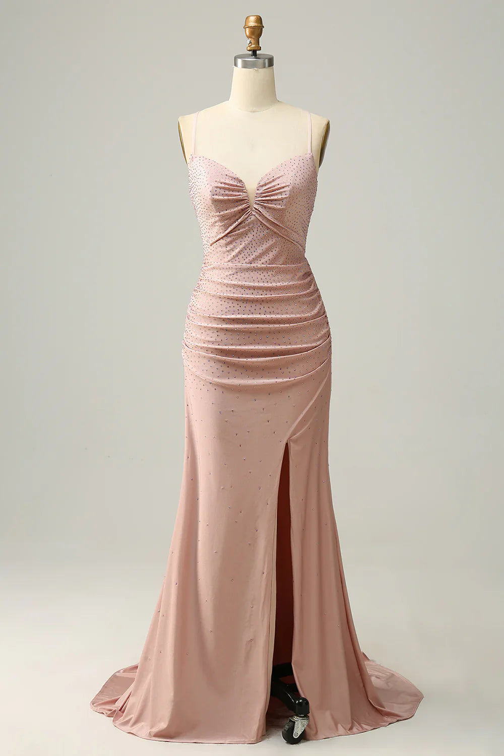 DingJiDress Mermaid Spaghetti Straps Royal Blue Long Prom Dress with Beading