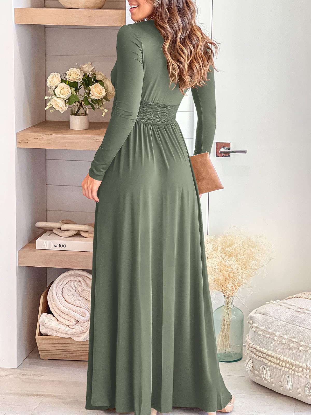 DingJiDress Prom Dresses Women Deep V Neck Long Sleeve Slit Elegant Formal Wedding Guest Cocktail Evening Date Maxi Long Dress Formal Wear Dresses Wedding Guest Dresses
