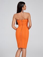 Mermaid / Trumpet Dresses Elegant Dress Wedding Wedding Guest Knee Length Sleeveless Strapless Polyester Backless with Buttons