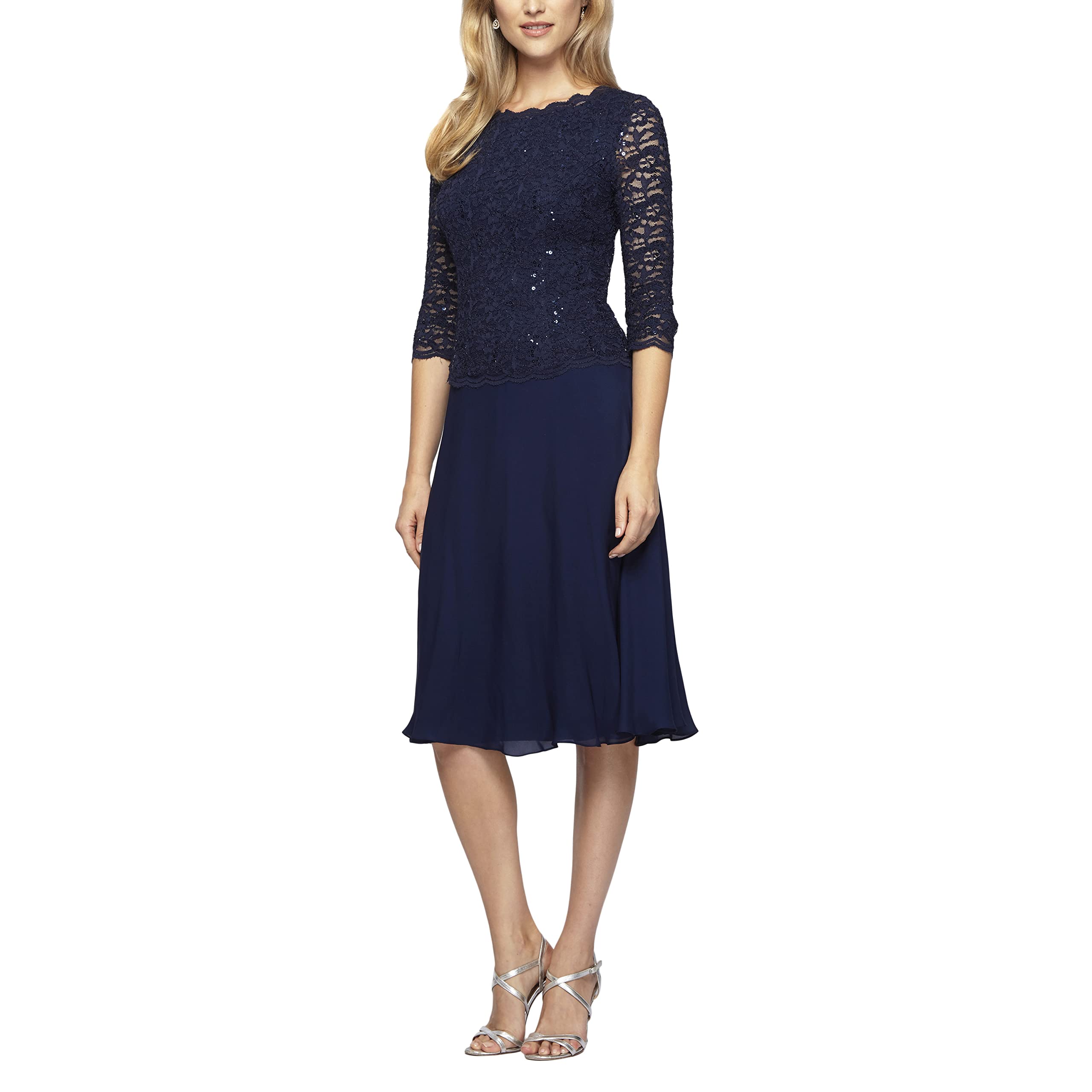 Mother of the Bride or Groom Dresses Tea Length Chiffon Sequin Formal Dress Wedding Guests Dresses