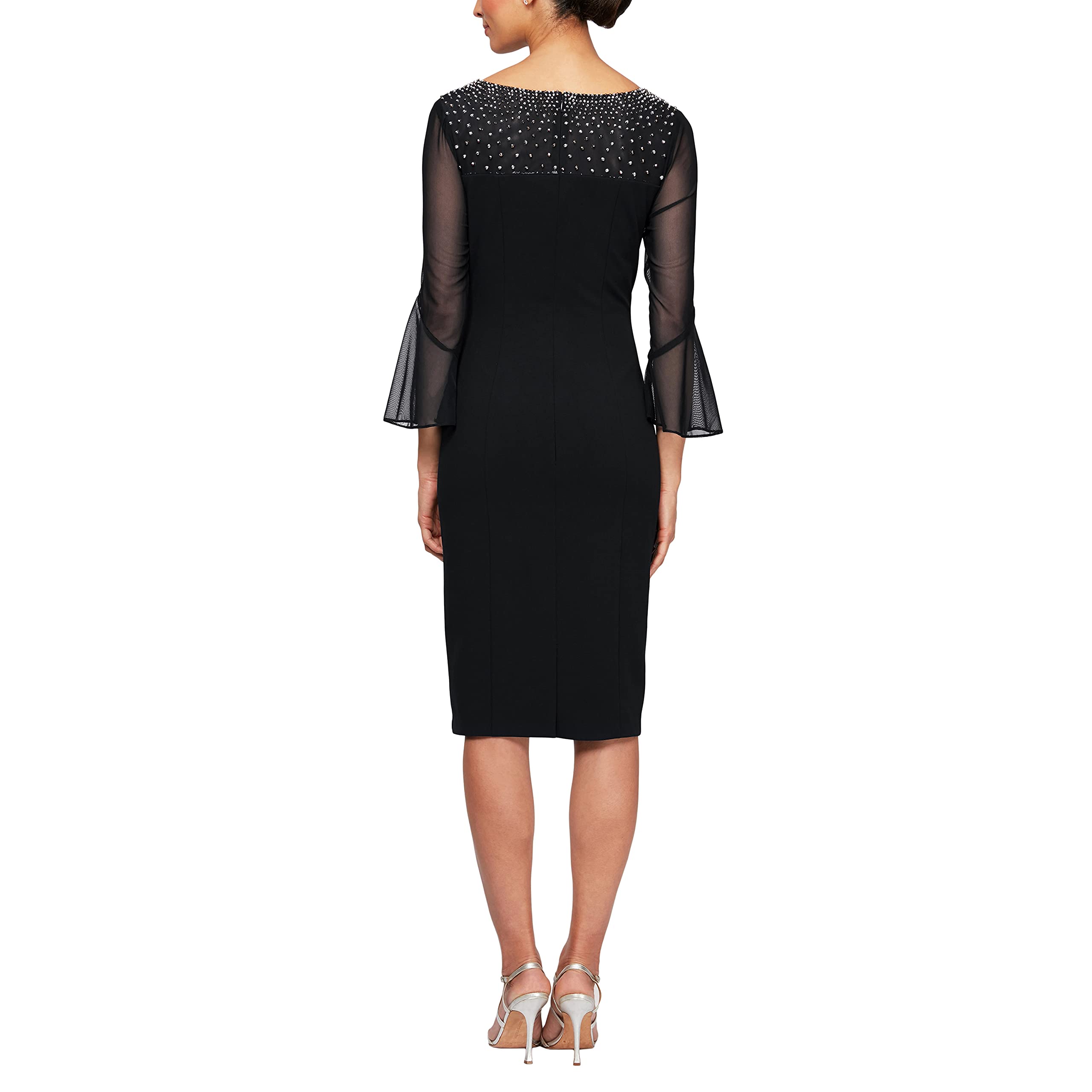 DingJiDress Mother of the Groom / Bride Dresses Short Shift Dress with Embellished Illusion Detail Formal Dresses Wedding Guest Dress