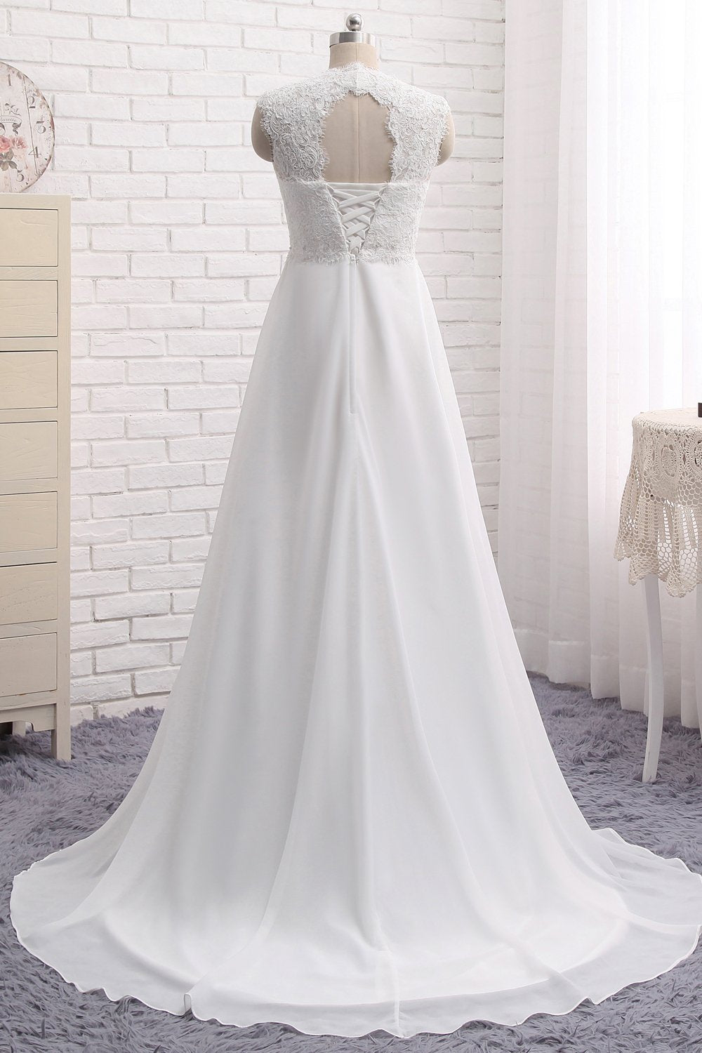 DingJiDress Wedding Dress Sleeveless Lace Plus Size Bridal Gowns for Wedding for Beach Formal Women's Dresses