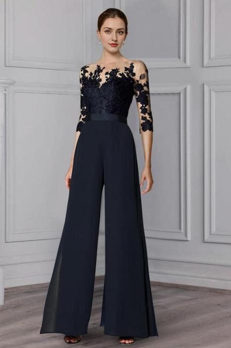 Half sleeved chiffon bridal mother jumpsuit decal
