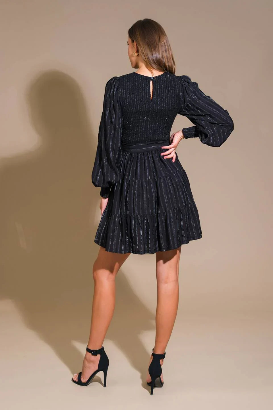 DingJiDress November December Wedding Guest Dress Featuring Round Neckline Long Sleeve With Cuff Short Skirt Formal Party Dress