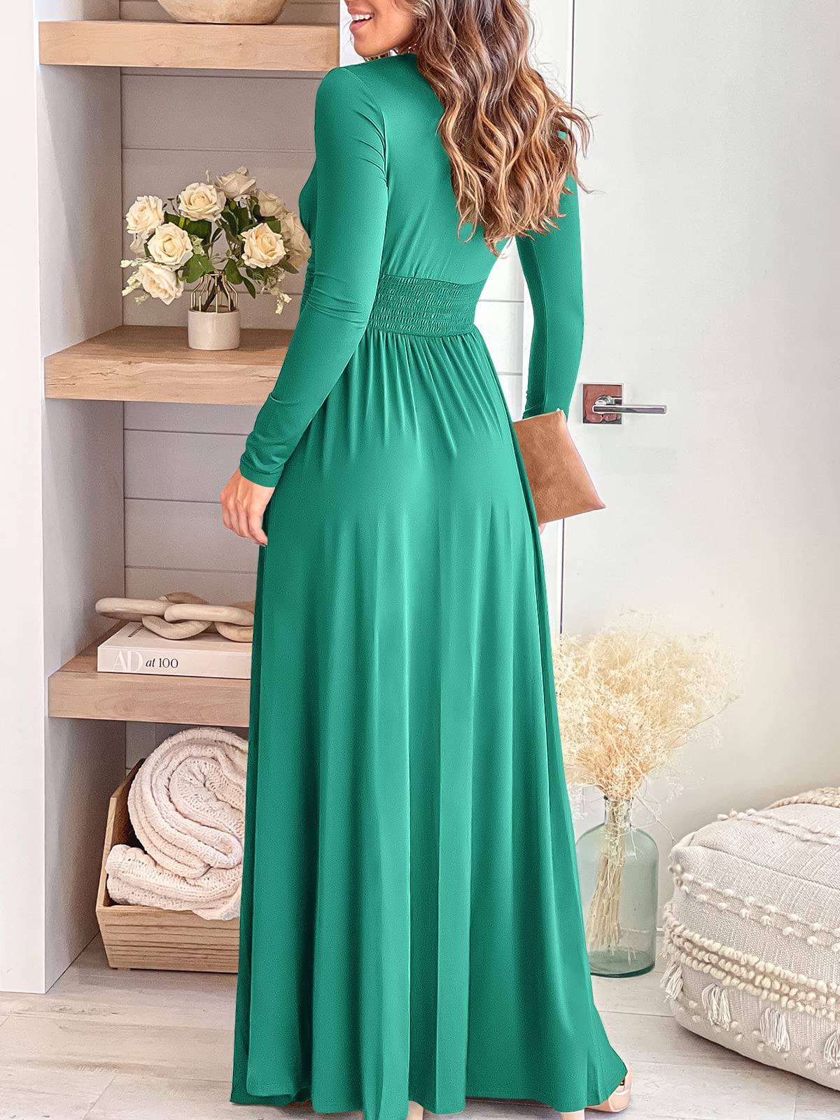 DingJiDress Prom Dresses Women Deep V Neck Long Sleeve Slit Elegant Formal Wedding Guest Cocktail Evening Date Maxi Long Dress Formal Wear Dresses Wedding Guest Dresses