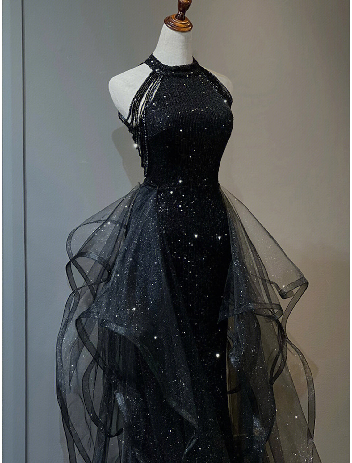 A-Line Prom Dresses Wedding Party Sleeveless y Sequined with Ruffles