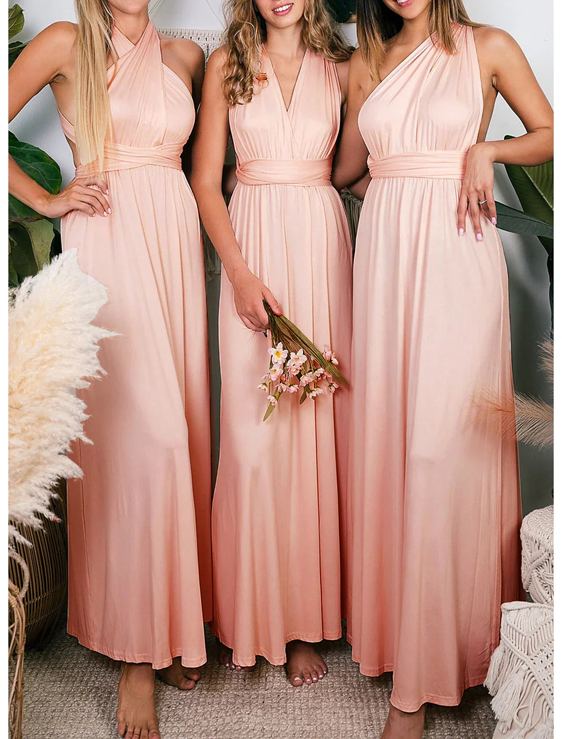 Mermaid / Trumpet Bridesmaid Dress V Neck Long Sleeve Elegant Court Train Chiffon with Ruching / Solid Color