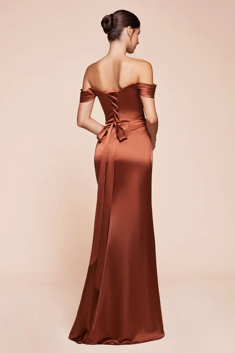 DingJiDress New Pattern Wedding Guest Dress Fitted Luxe Satin Gown Sweetheart Off The Shoulder Gathered Hipline Leg Slit Back Lace-up Corset Black Formal Dress Evening Dress