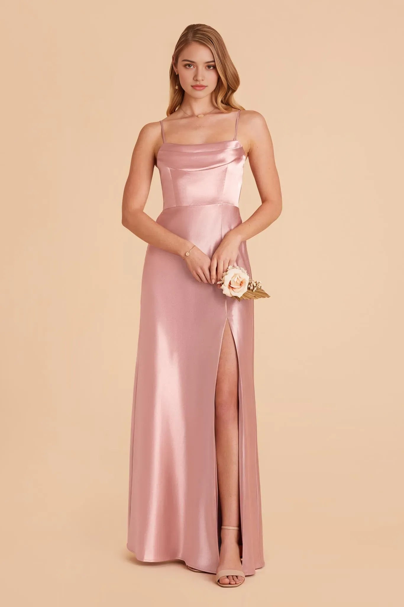 imeless Blush Pink Off Shoulder Satin Prom Dresses Side Slit for Comfort and Style at Formal Occasions