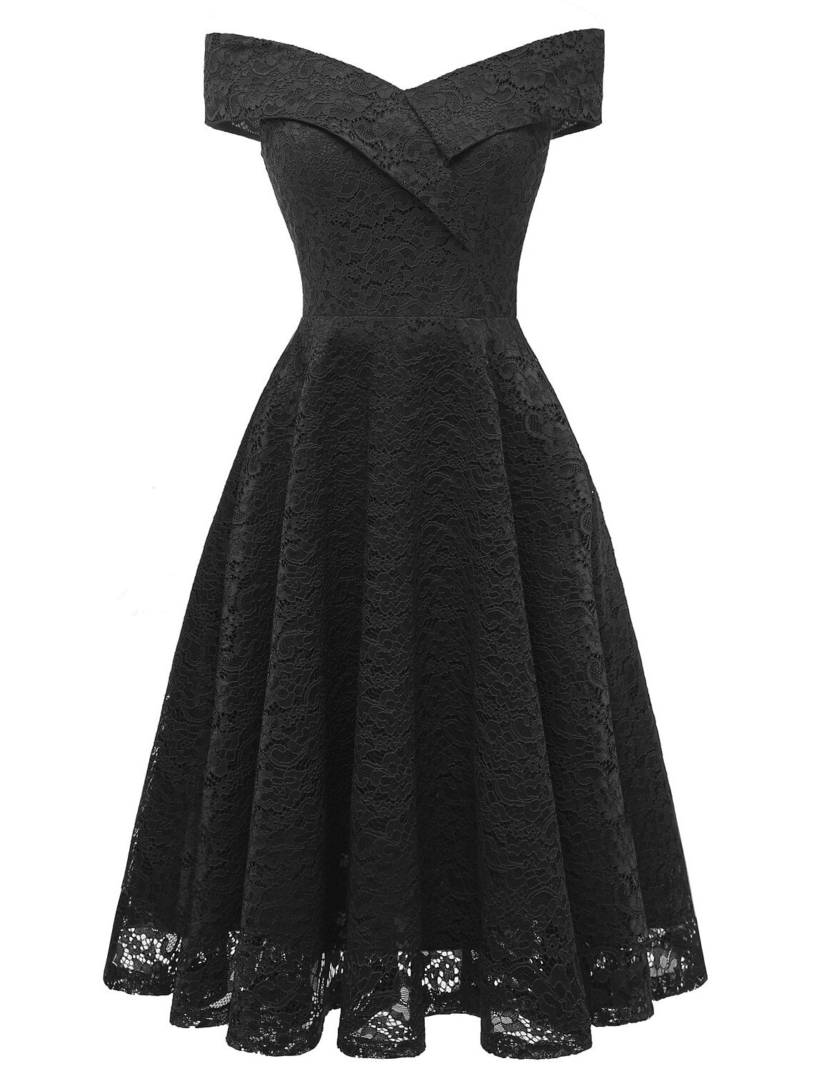 A-Line WE Party Dress Holiday Graduation Knee Length Short Sleeve Off Shoulder Bridesmaid Dress Lace with Pleats